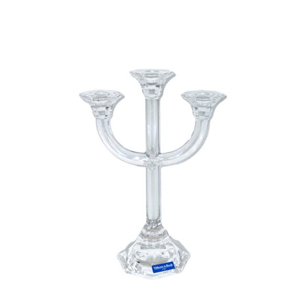 12" Villeroy & Boch Verdi Crystal Classic 3‎ Arm Candle Holder Candelabra